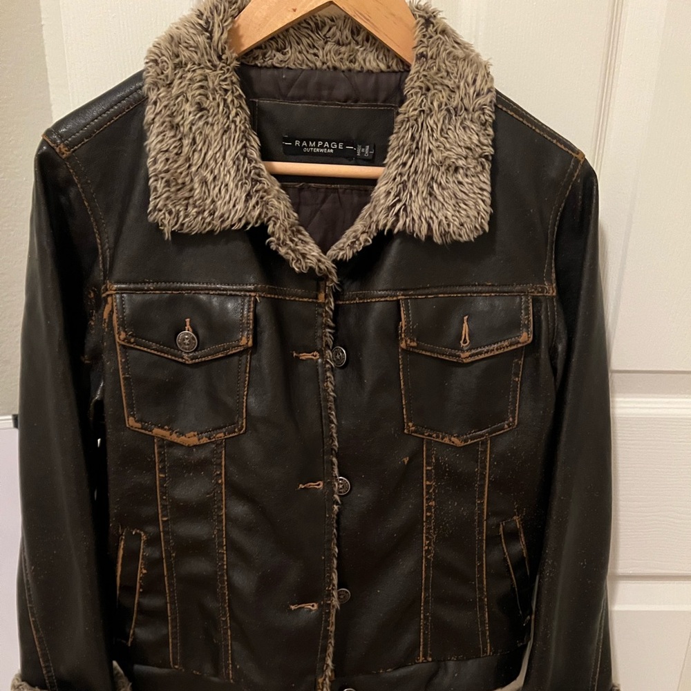 Vintage looking leather bomber jacket